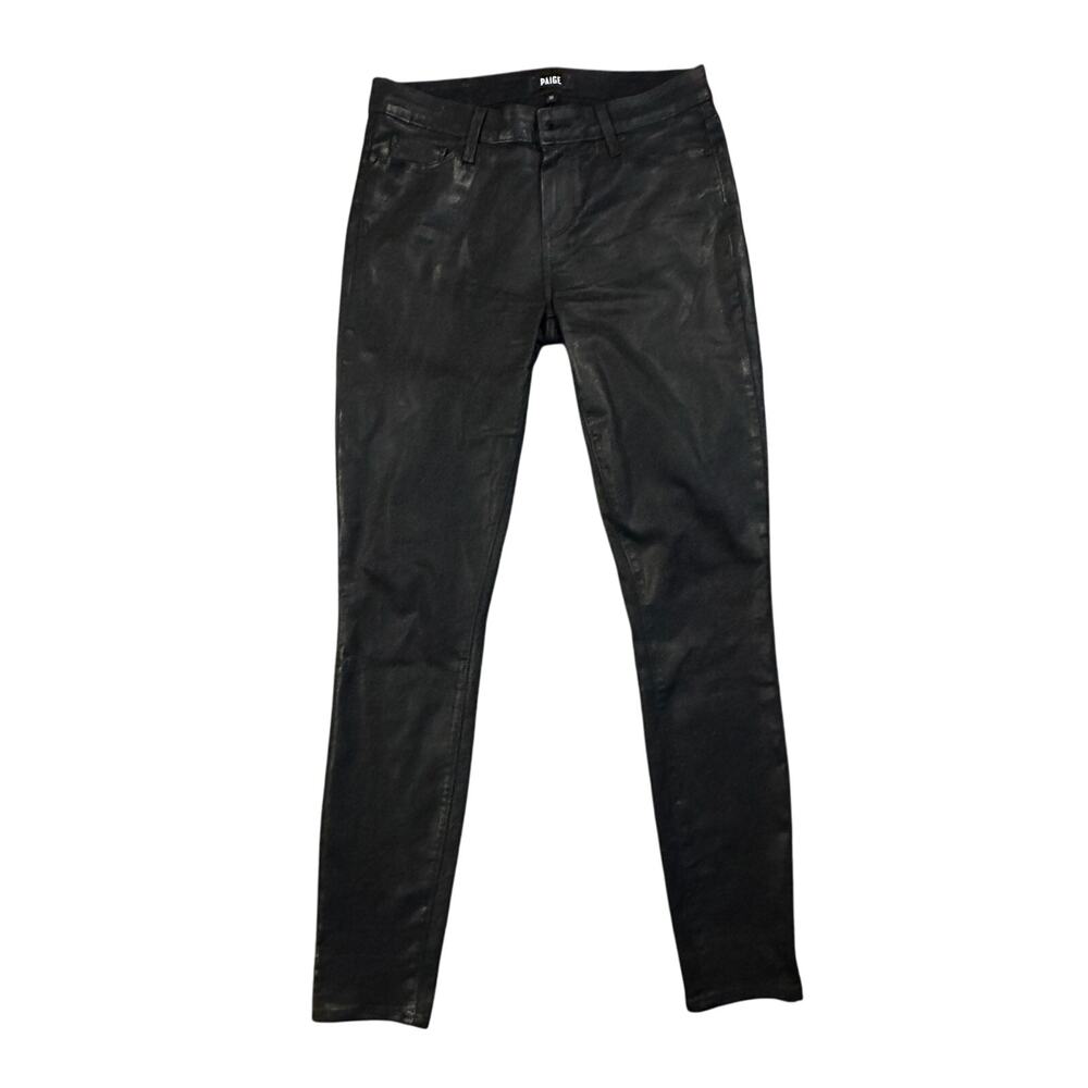 Paige Verdugo Ultra Skinny black fog luxe coated jean womens size 30